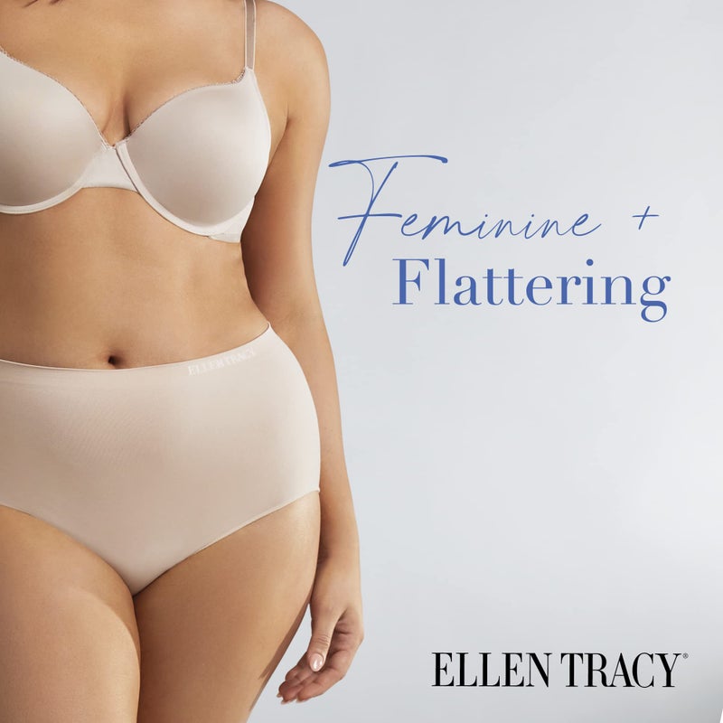 ELLEN TRACY Womenâ€™s Full Brief Panties Breathable Seamless Underwear 4-Pack Multipack (Regular & Plus Size) - Large - Image 4